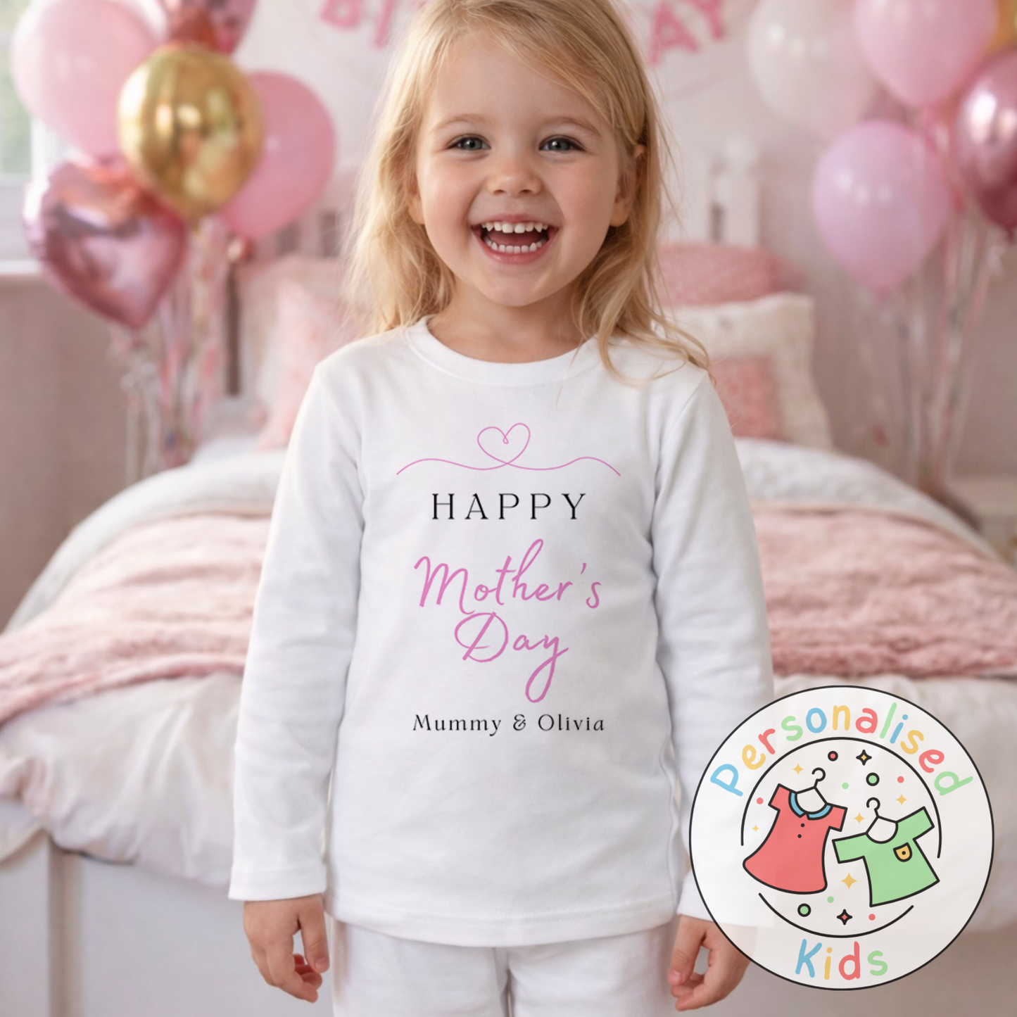 Personalised Mother’s Day Kids Pyjamas | Happy Mother’s Day | Custom Names MD001