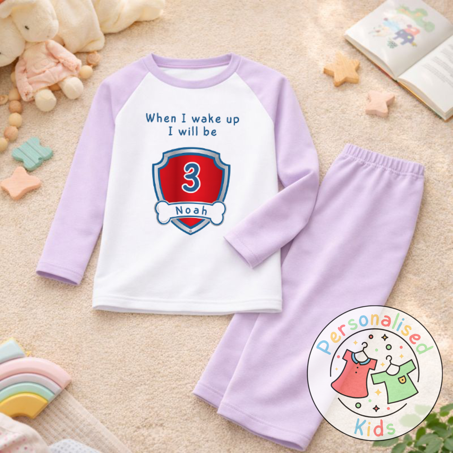 Personalised "When I Wake Up, I Will Be" Birthday Pyjamas – Custom Age & Name PP001