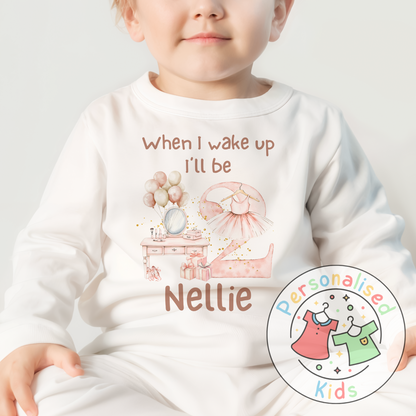 Personalised Pink Ballerina Birthday Pyjamas – “When I Wake Up, I Will Be” Design