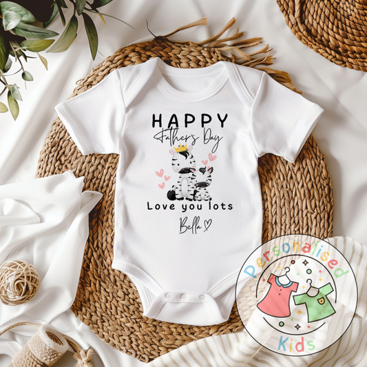 Personalised Father’s Day Baby Grow – Zebra “Happy Father’s Day” Design