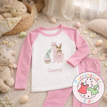 Personalised Easter Bunny Initial Pyjama Set, PE001
