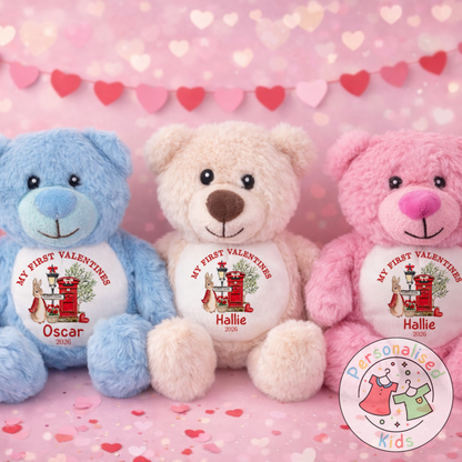 Personalised “My First Valentine’s” Teddy Bear – Custom Name Keepsake Plush Gift V042
