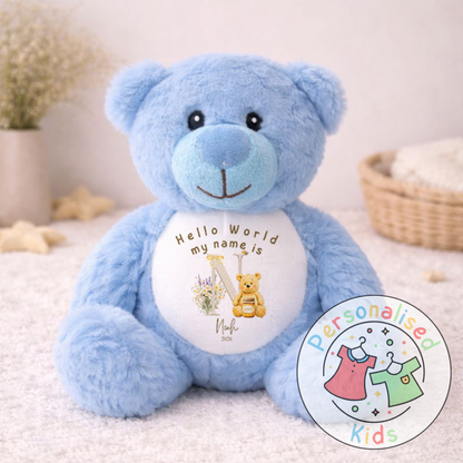 Personalised Honey Bear Hello World Teddy Bear HB004