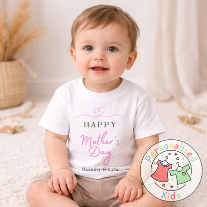 Personalised Mother’s Day Kids T-Shirt | Happy Mother’s Day | Custom Names MD001