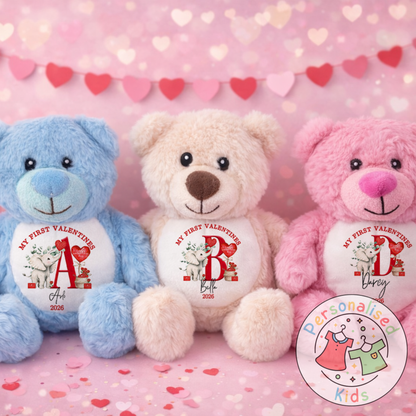 Personalised “My First Valentine’s” Teddy Bear – Custom Name Keepsake Plush Gift V040