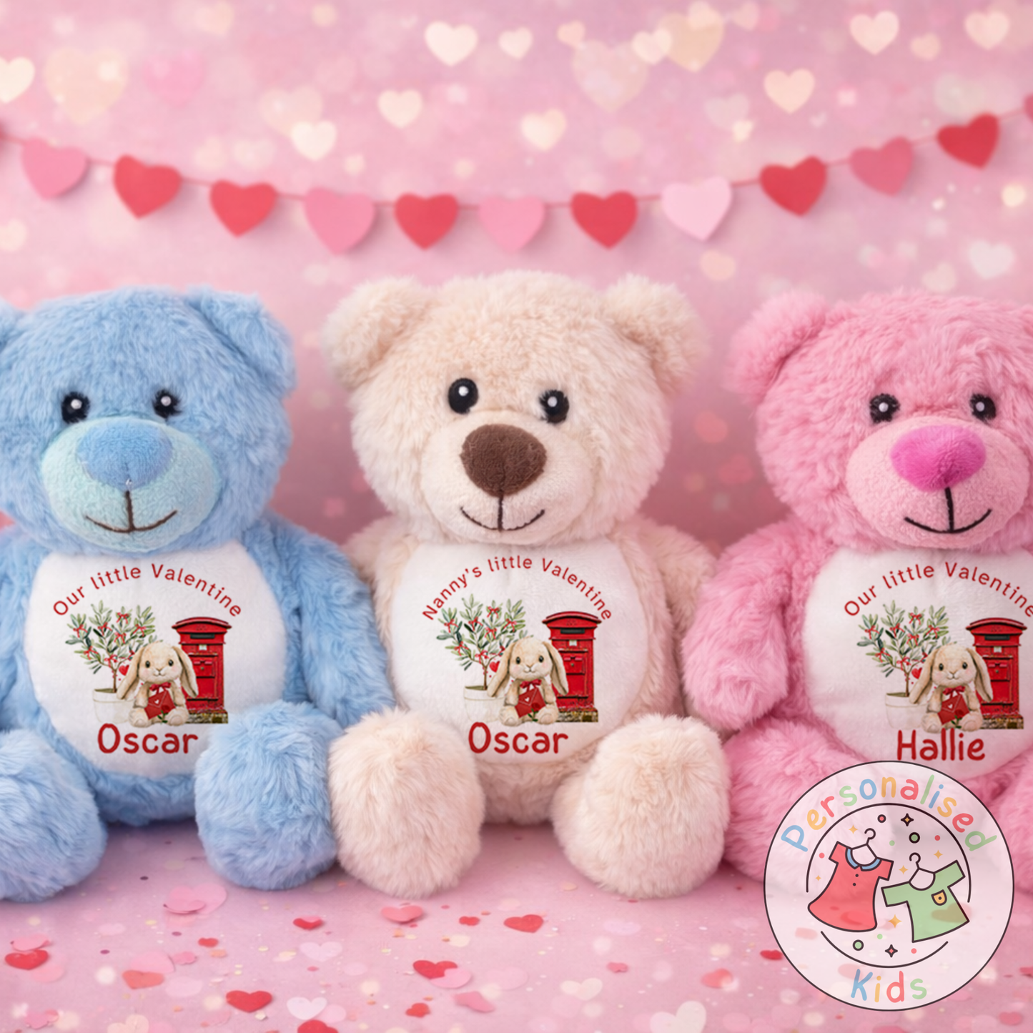 Personalised Valentine’s Teddy Bear – Custom Name Plush Gift V035