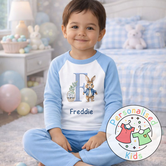 Personalised Initial Bunny Pyjama Set (Custom Name) | BE001