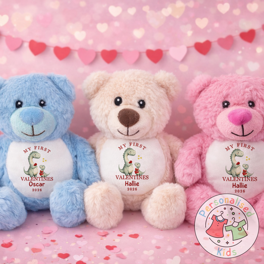 Personalised “My First Valentine’s” Teddy Bear – Custom Name Keepsake Plush Gift V050