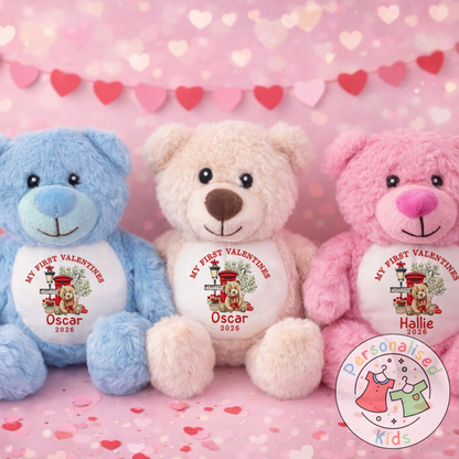 Personalised “My First Valentine’s” Teddy Bear – Custom Name Keepsake Plush Gift V044