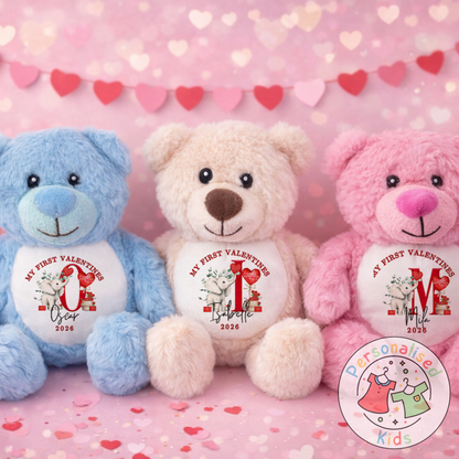 Personalised “My First Valentine’s” Teddy Bear – Custom Name Keepsake Plush Gift V052