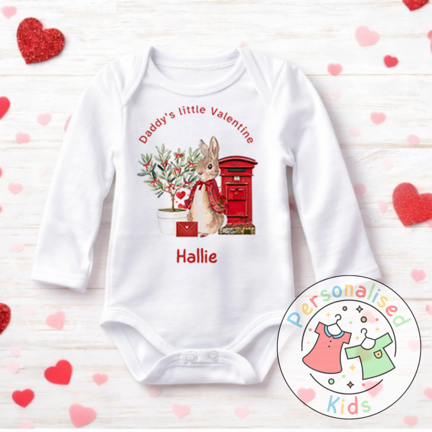 Personalised Valentine’s Baby Grow, T-Shirt, Bodysuit or Romper V007