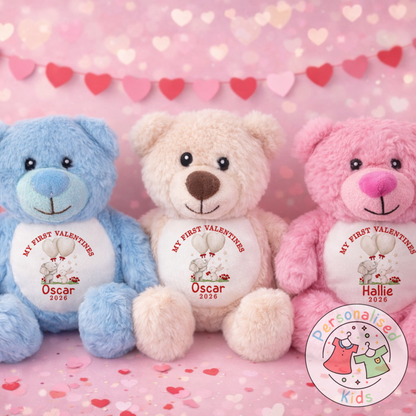 Personalised “My First Valentine’s” Teddy Bear – Custom Name Keepsake Plush Gift V046