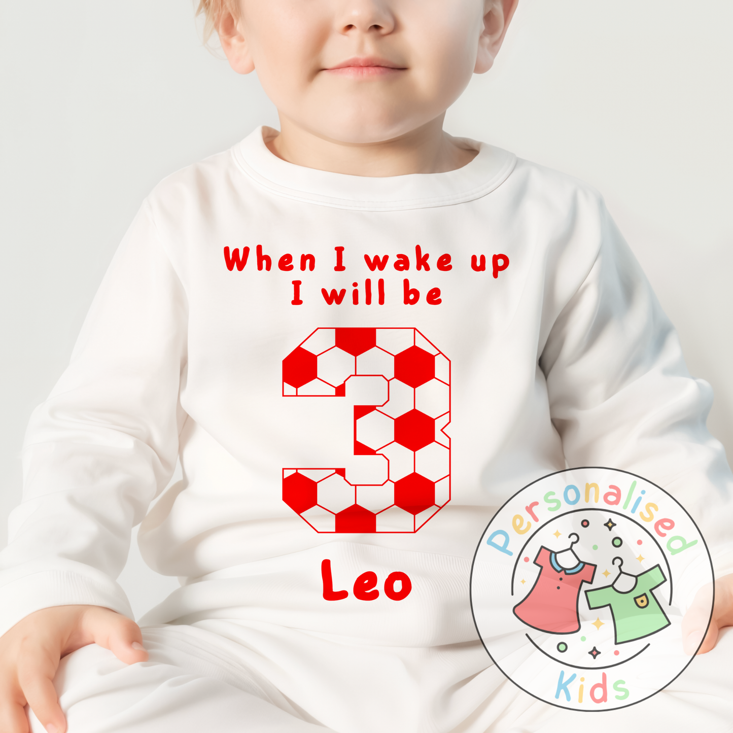 ⚽ Personalised Football Birthday Pyjamas – "When I Wake Up, I Will Be" Design ⚽