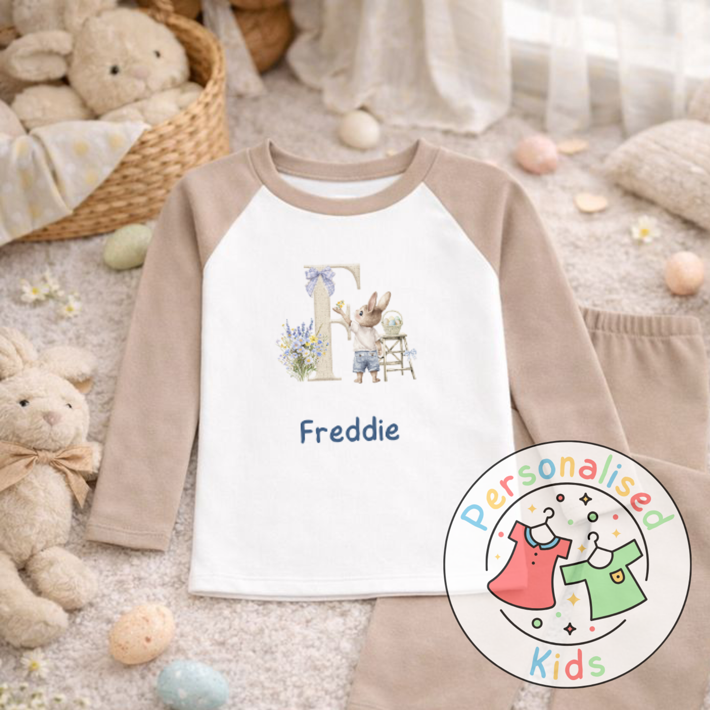 Personalised Initial Bunny Pyjama Set (Custom Name) | BE005