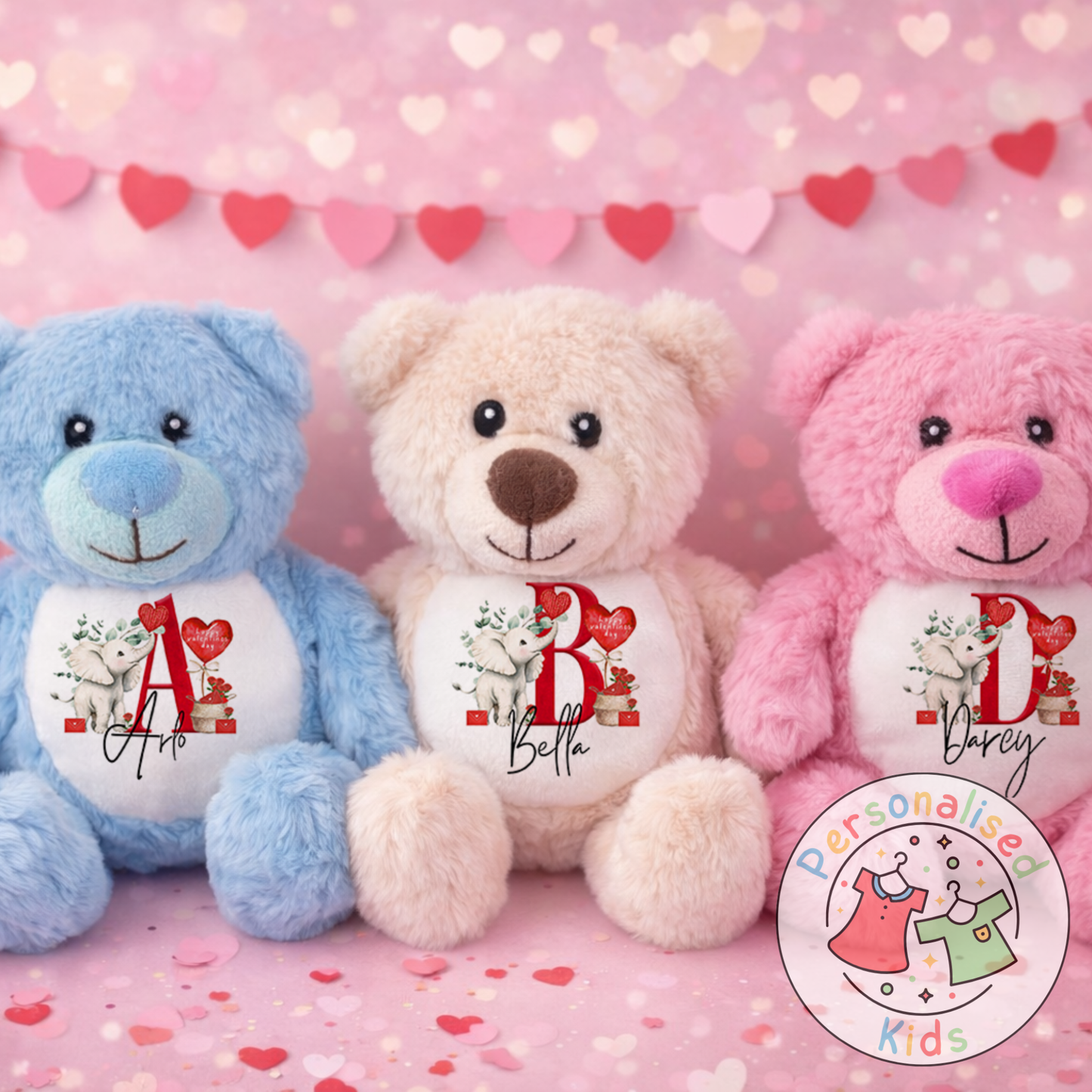 Personalised Valentine’s Teddy Bear – Custom Name Plush Gift V038