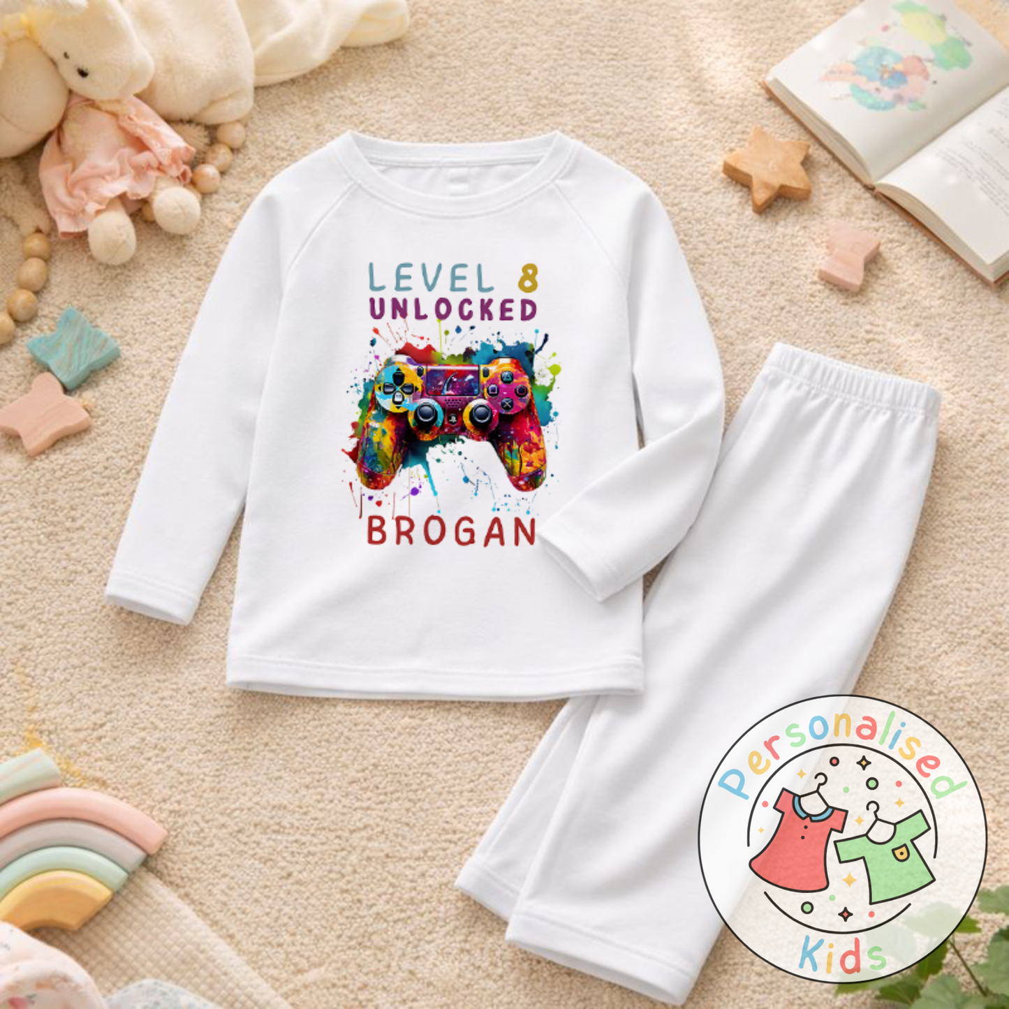 Personalised Level Unlocked Gamer Birthday Pyjamas GD001
