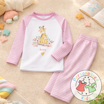 Personalised Mother’s Day Kids Pyjamas | Cute Giraffe Design | Custom Name MD004