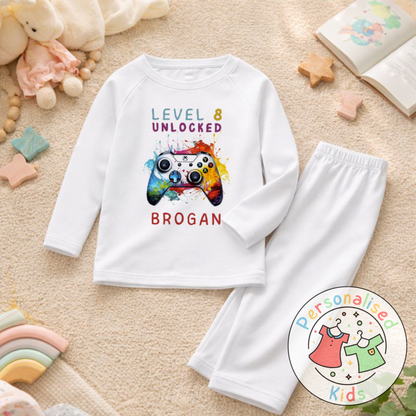 Personalised Level Unlocked Gamer Birthday Pyjamas GD002