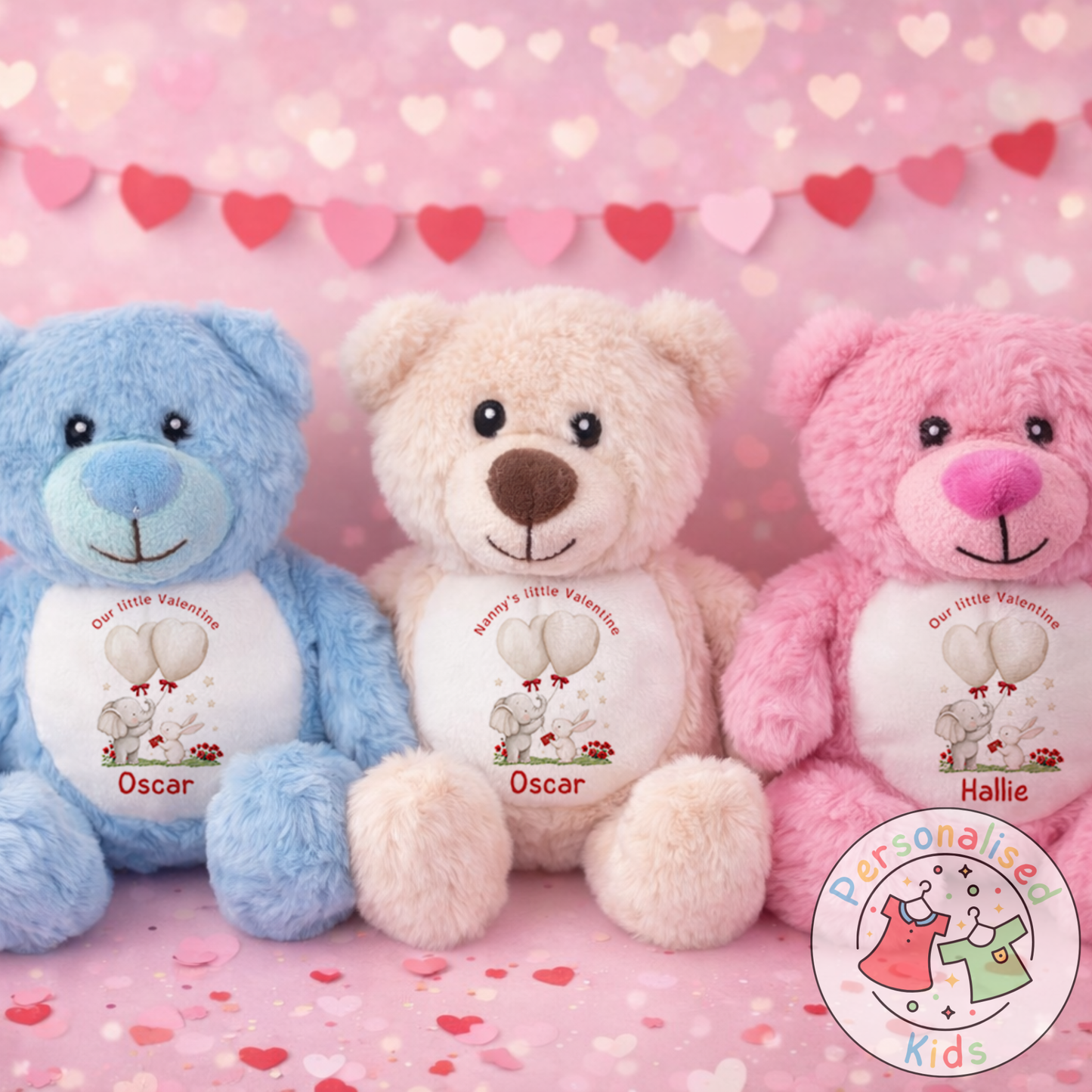 Personalised Valentine’s Teddy Bear – Custom Name Plush Gift V032