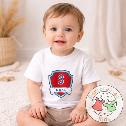 Personalised Birthday Number T-Shirt – Custom Name & Age Outfit