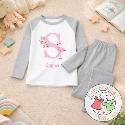 Personalised Pink Flamingo Kids Pyjamas PF002