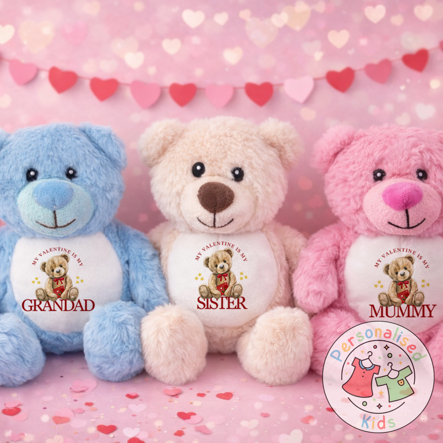 Personalised Valentine’s Teddy Bear – Custom Name Plush Gift V037