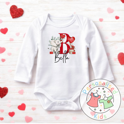 Personalised Valentine’s Baby Grow, T-Shirt, Bodysuit or Romper V012