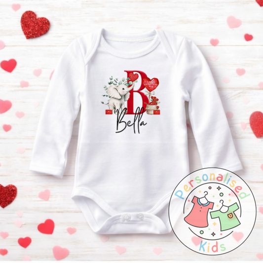 Personalised Valentine’s Baby Grow, T-Shirt, Bodysuit or Romper V012