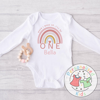 🌈 Personalised Pink Rainbow “When I Wake Up, I Will Be” Baby Grow, Bodysuit, or Sleepsuit 🌈
