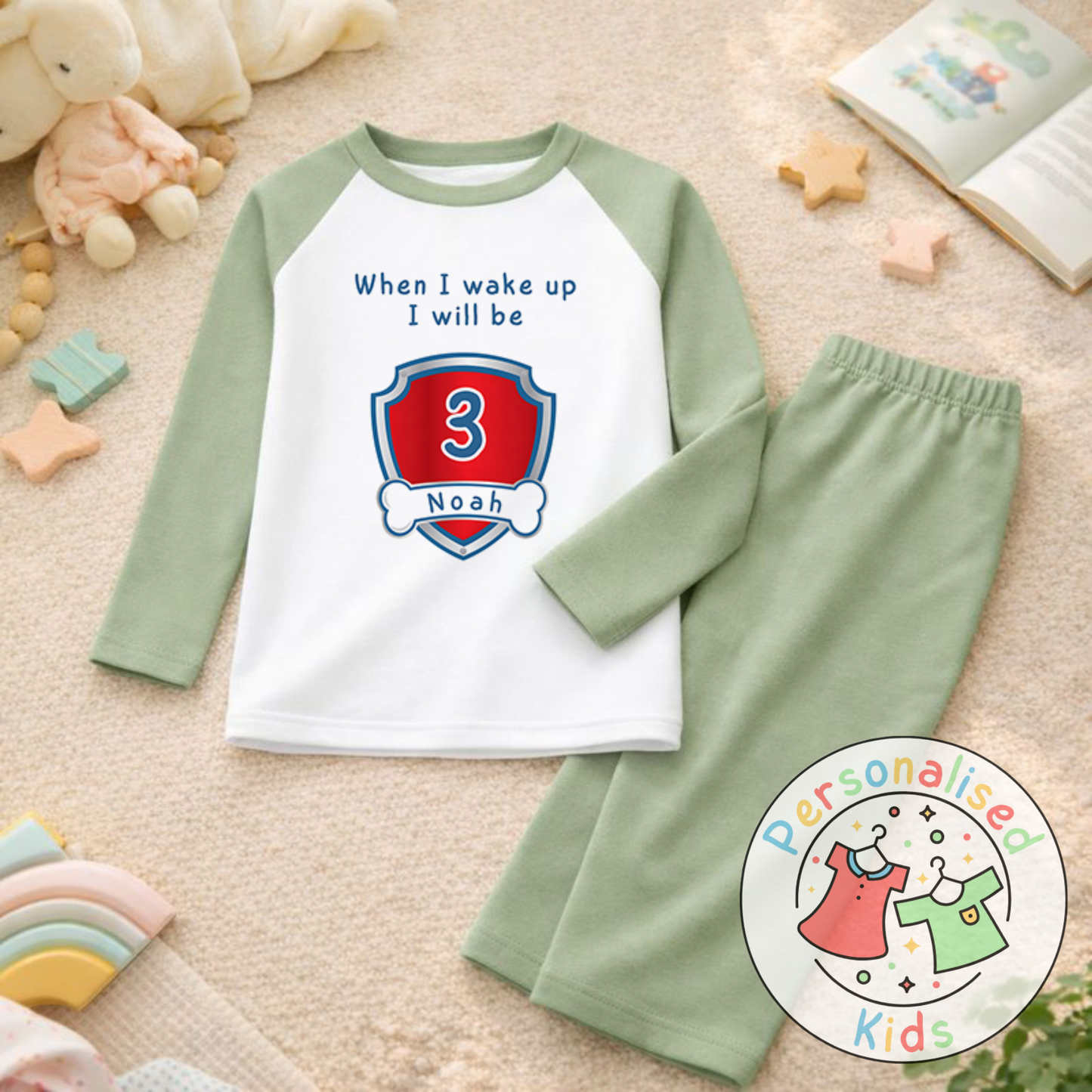 Personalised "When I Wake Up, I Will Be" Birthday Pyjamas – Custom Age & Name PP001
