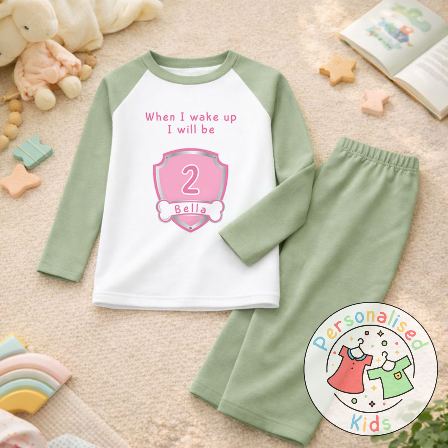 Personalised "When I Wake Up, I Will Be" Birthday Pyjamas – Custom Age & Name PP001