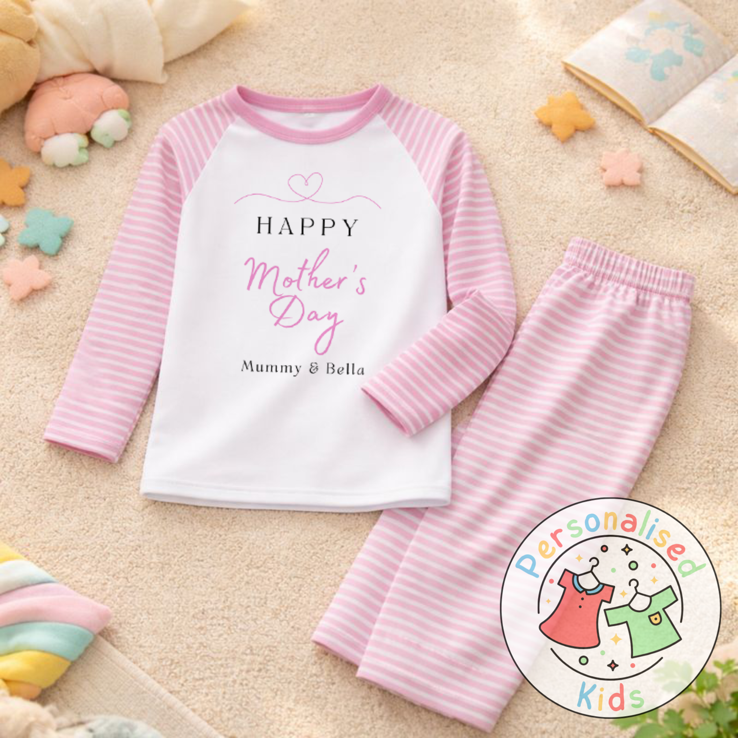 Personalised Mother’s Day Kids Pyjamas | Happy Mother’s Day | Custom Names MD001