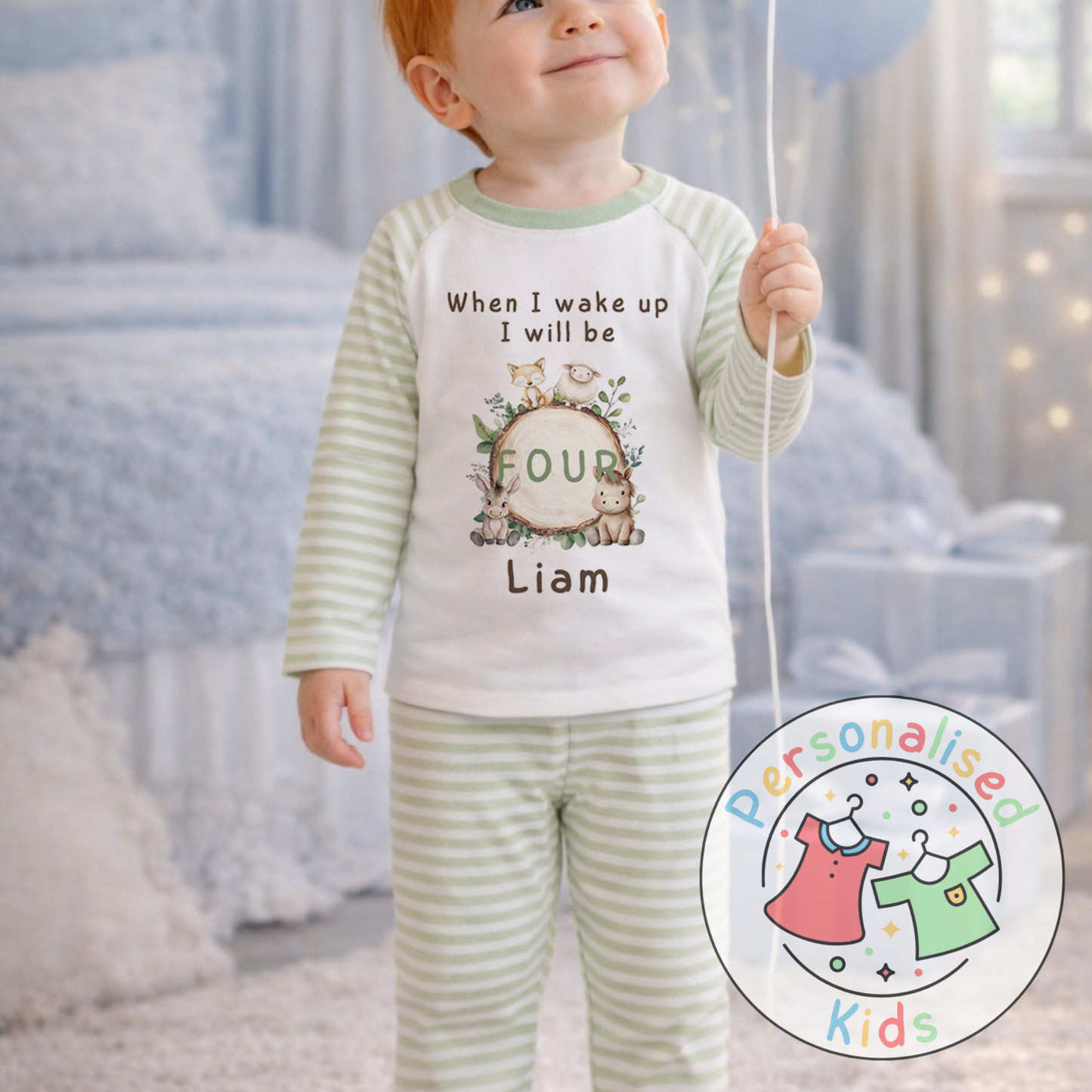 Personalised Woodland “When I Wake Up I Will Be…” Birthday Pyjamas (Name & Age) | AW001