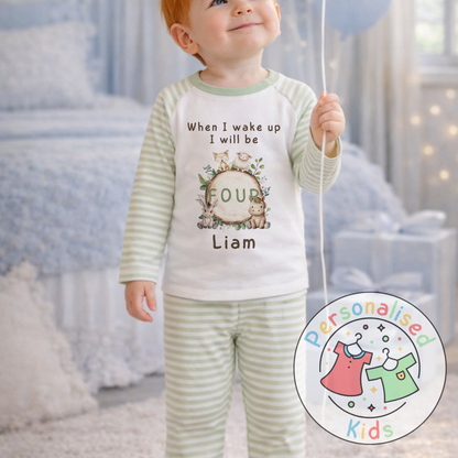 Personalised Woodland “When I Wake Up I Will Be…” Birthday Pyjamas (Name & Age) | AW001