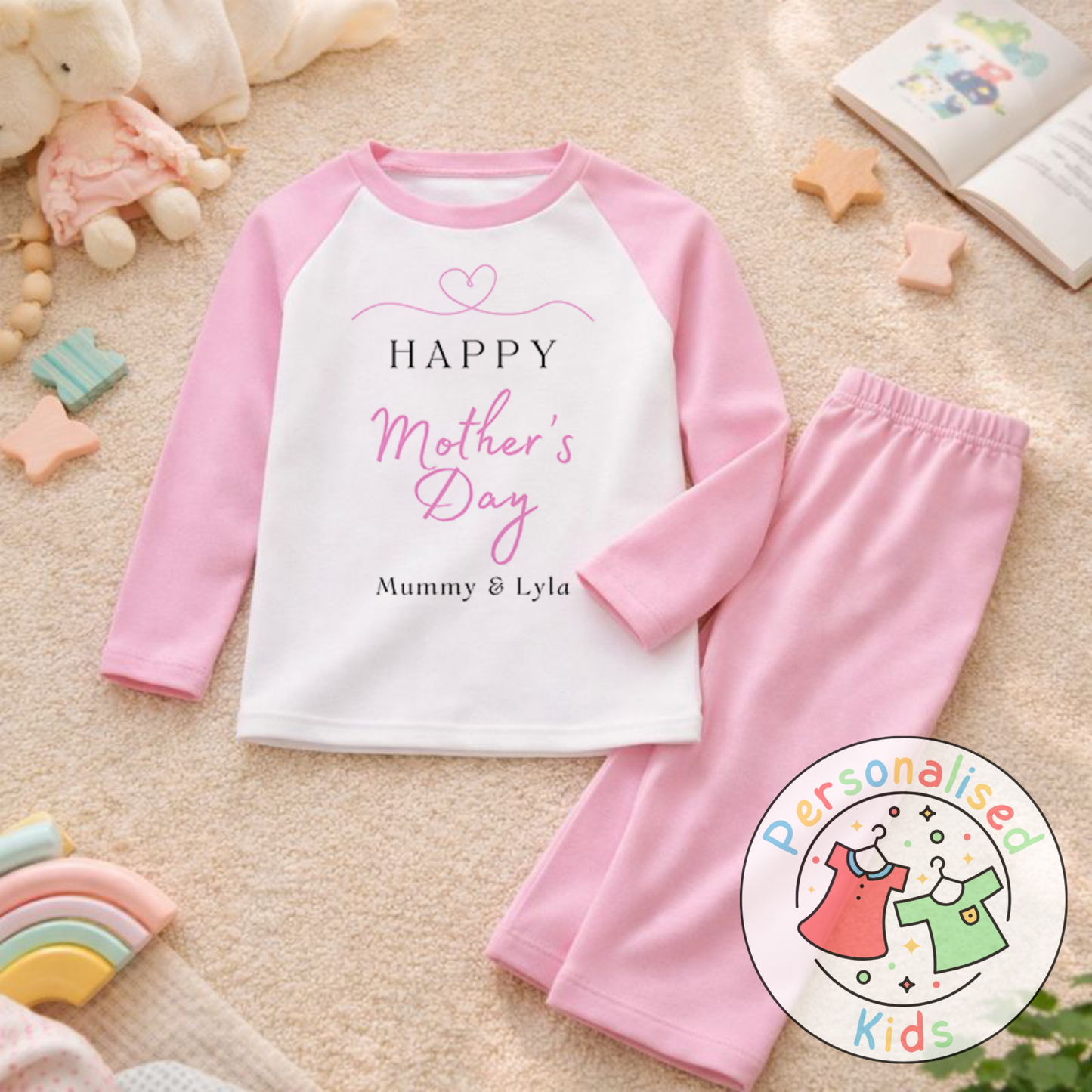 Personalised Mother’s Day Kids Pyjamas | Happy Mother’s Day | Custom Names MD001