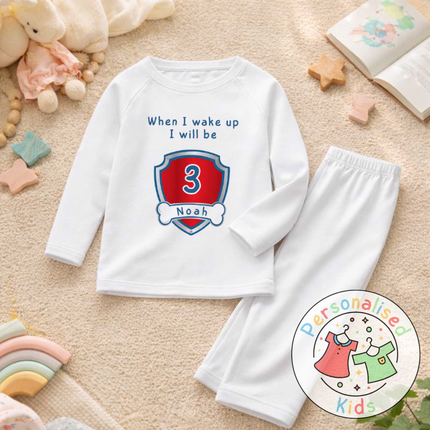 Personalised "When I Wake Up, I Will Be" Birthday Pyjamas – Custom Age & Name PP001