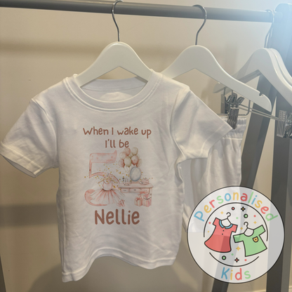 Personalised Pink Ballerina Birthday Pyjamas – “When I Wake Up, I Will Be” Design - short set