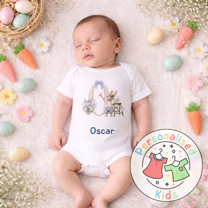 Personalised Easter Bunny Initial Baby Outfit BE005
