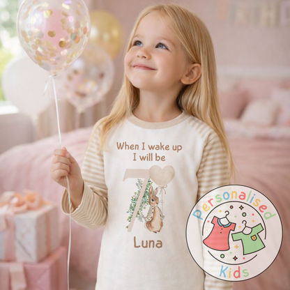 Personalised Neutral Floppy Rabbit Birthday Pyjamas