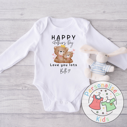Personalised Father’s Day Baby Grow – Bear “Happy Father’s Day” Design