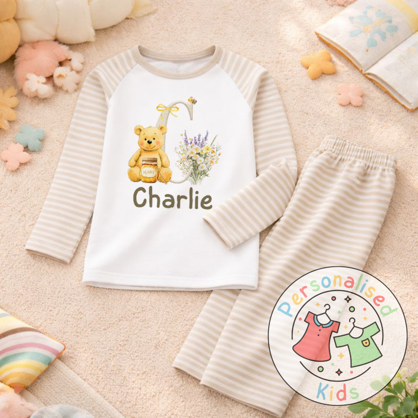 Personalised Honey Bear Kids Pyjamas HB001