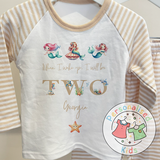 Personalised Mermaid Birthday Pyjamas – “When I Wake Up, I Will Be” Design