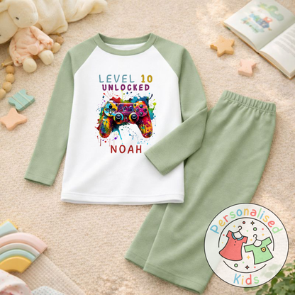 Personalised Level Unlocked Gamer Birthday Pyjamas GD001