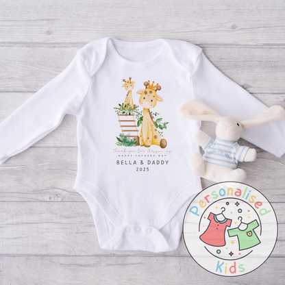 Personalised Father’s Baby Grow – “Thank You for Stepping Up” Giraffe Design