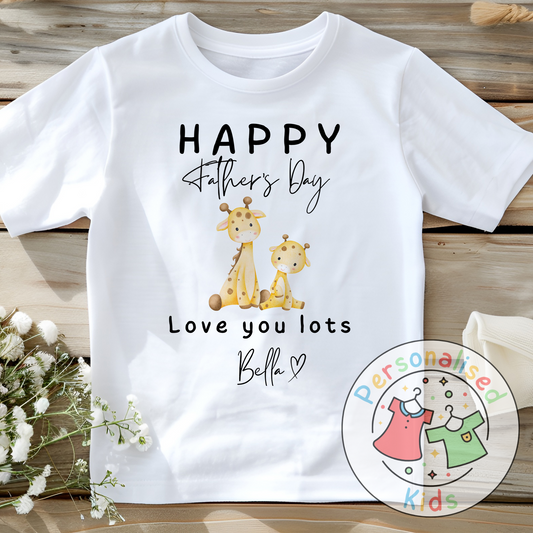 Personalised Father’s Day Top – Giraffe “Happy Father’s Day” Design
