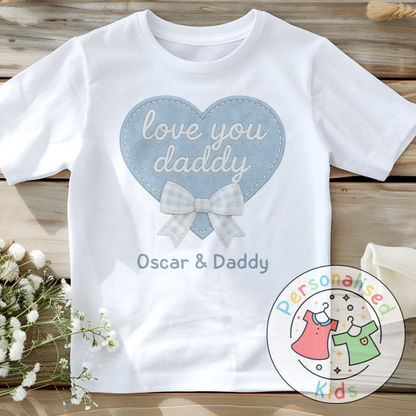 Personalised Father’s Day Baby Top – “Love You Daddy” Embroidered-Style Heart Design