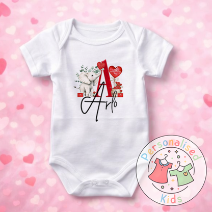 Personalised Valentine’s Baby Grow, T-Shirt, Bodysuit or Romper V012