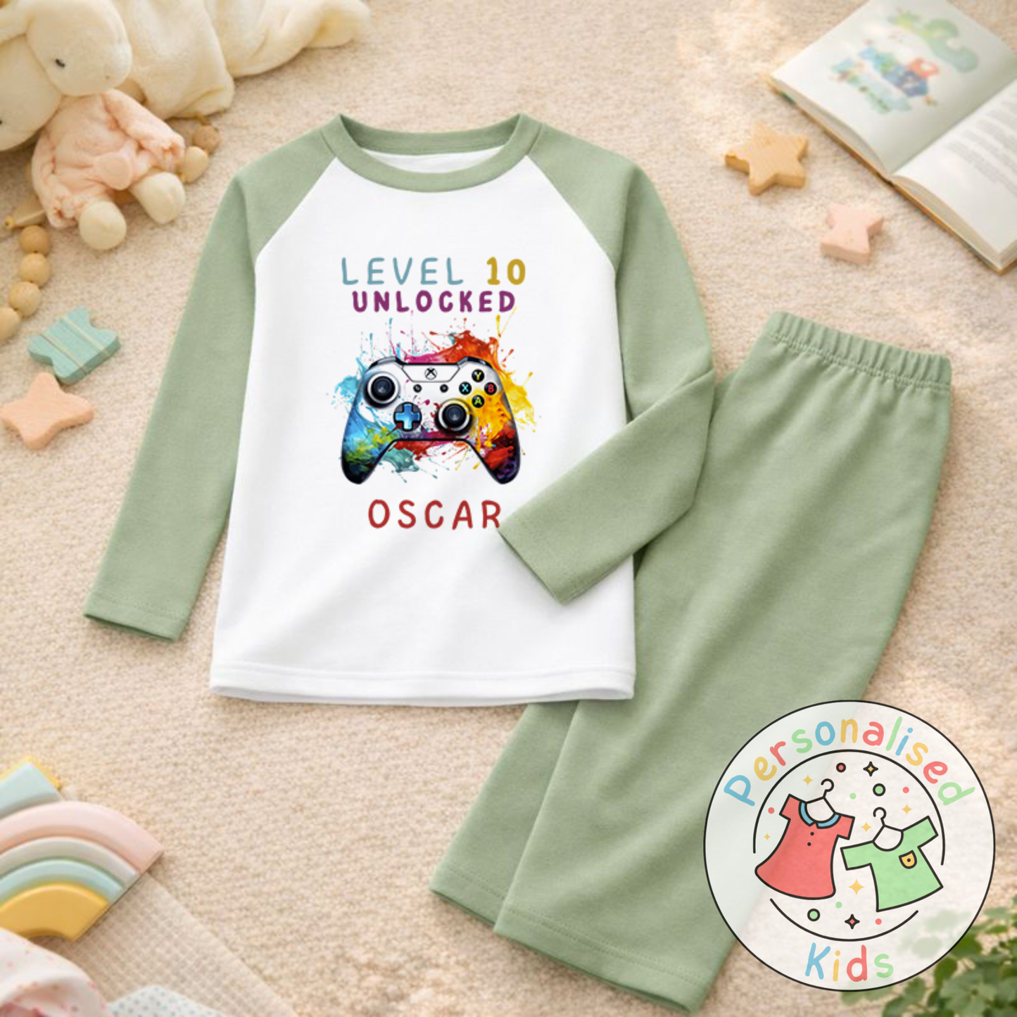 Personalised Level Unlocked Gamer Birthday Pyjamas GD002