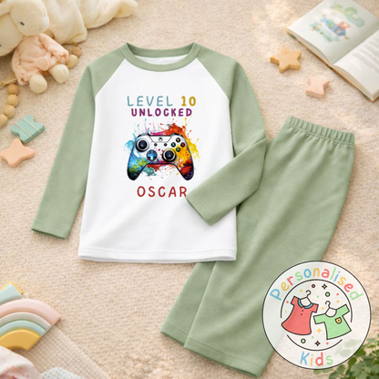 Personalised Level Unlocked Gamer Birthday Pyjamas GD002