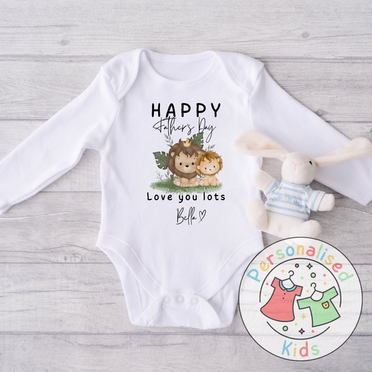 Personalised Father’s Day Baby Grow – Lion “Happy Father’s Day” Design